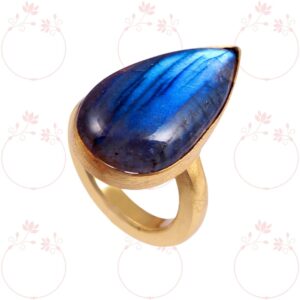 Natural Labradorite gold ring